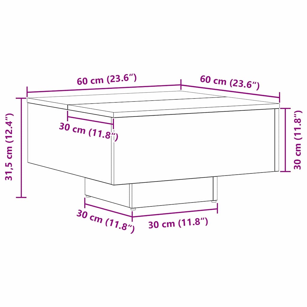 Table basse Chêne noir 60 x 60 x 31,5 cm Bois d'ingénierie - XIOS