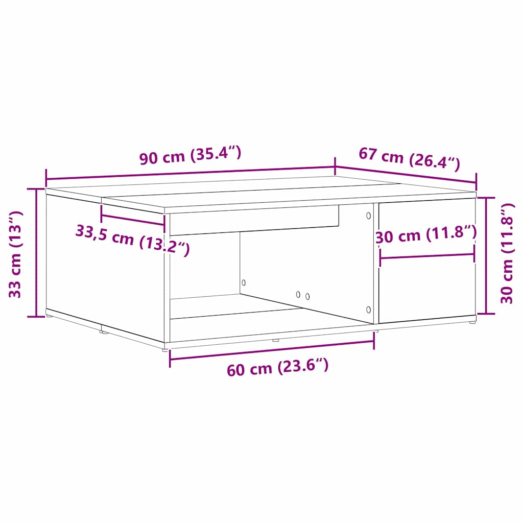 Table basse Chêne noir 90 x 67 x 33 cm Bois d'ingénierie - XIOS