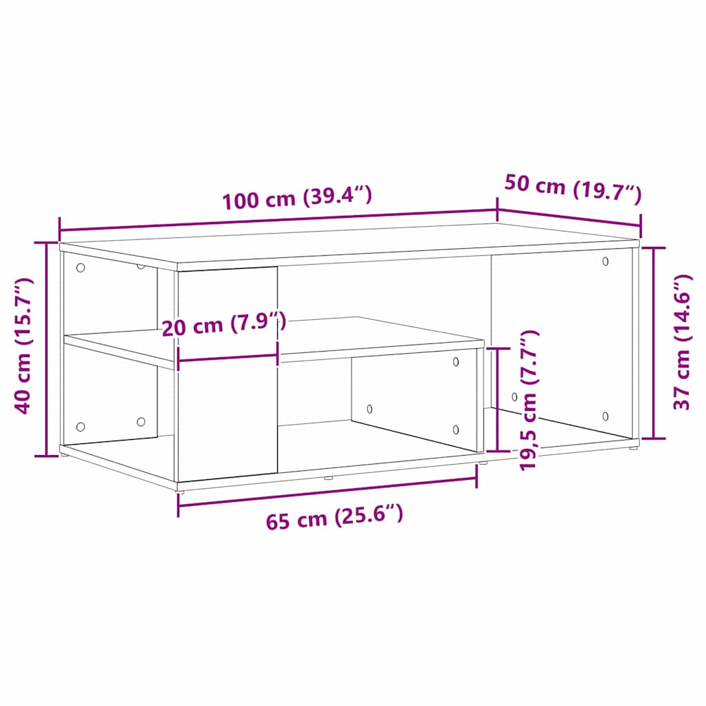 Table basse Chêne noir 100 x 50 x 40 cm Bois d'ingénierie - XIOS
