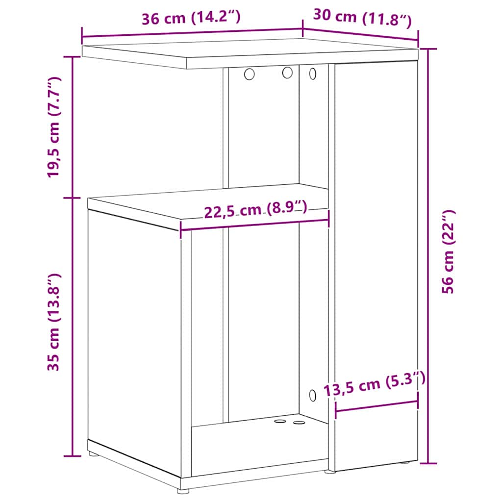 Table d'appoint Chêne noir 36 x 30 x 56 cm Bois d'ingénierie - XIOS