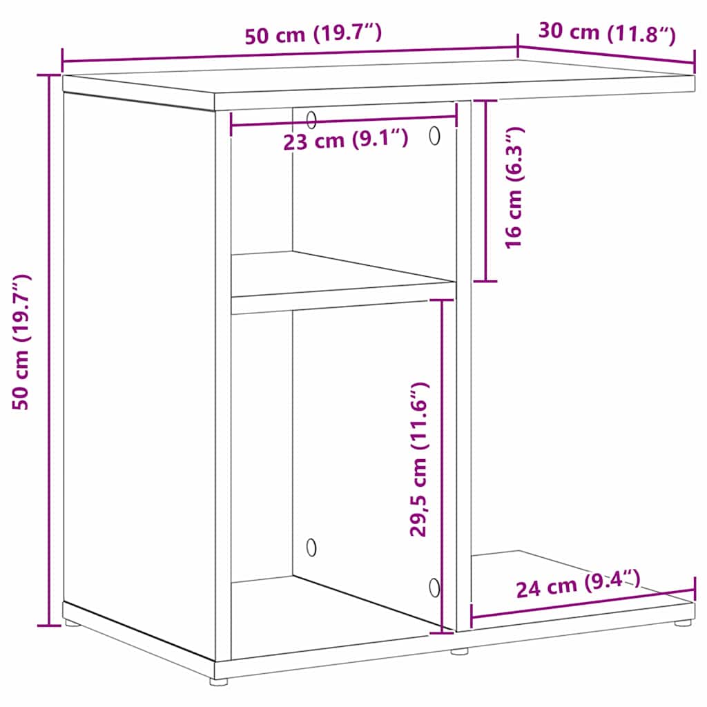 Table d'appoint Chêne noir 50 x 30 x 50 cm Bois d'ingénierie - XIOS