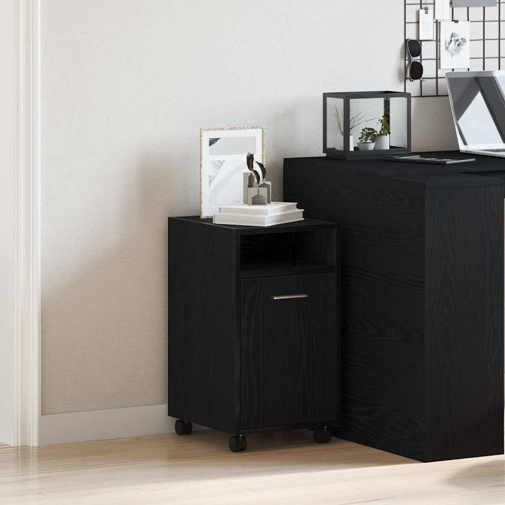 Cabinet latéral sur roulettes Chêne noir 33 x 38 x 60 cm - XIOS