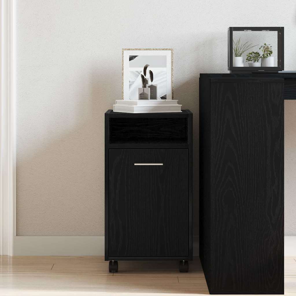 Cabinet latéral sur roulettes Chêne noir 33 x 38 x 60 cm - XIOS