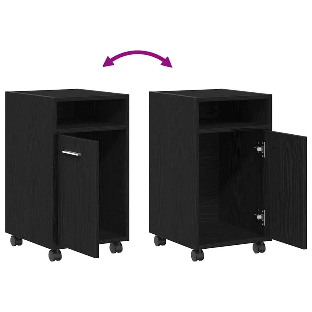 Cabinet latéral sur roulettes Chêne noir 33 x 38 x 60 cm - XIOS