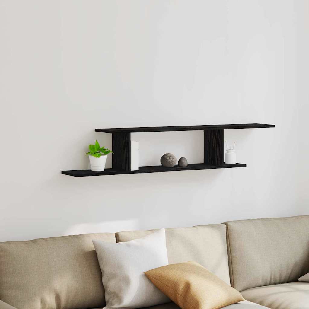 Étagère TV murale Chêne noir 125 x 18 x 23 cm Bois d'ingénierie - XIOS