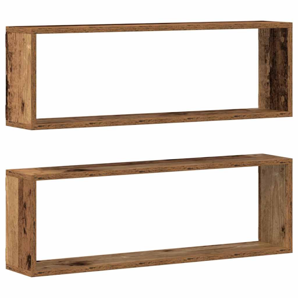 Étagère murale avec étagère 2 pcs Bois ancien 80 x 15 x 26 cm