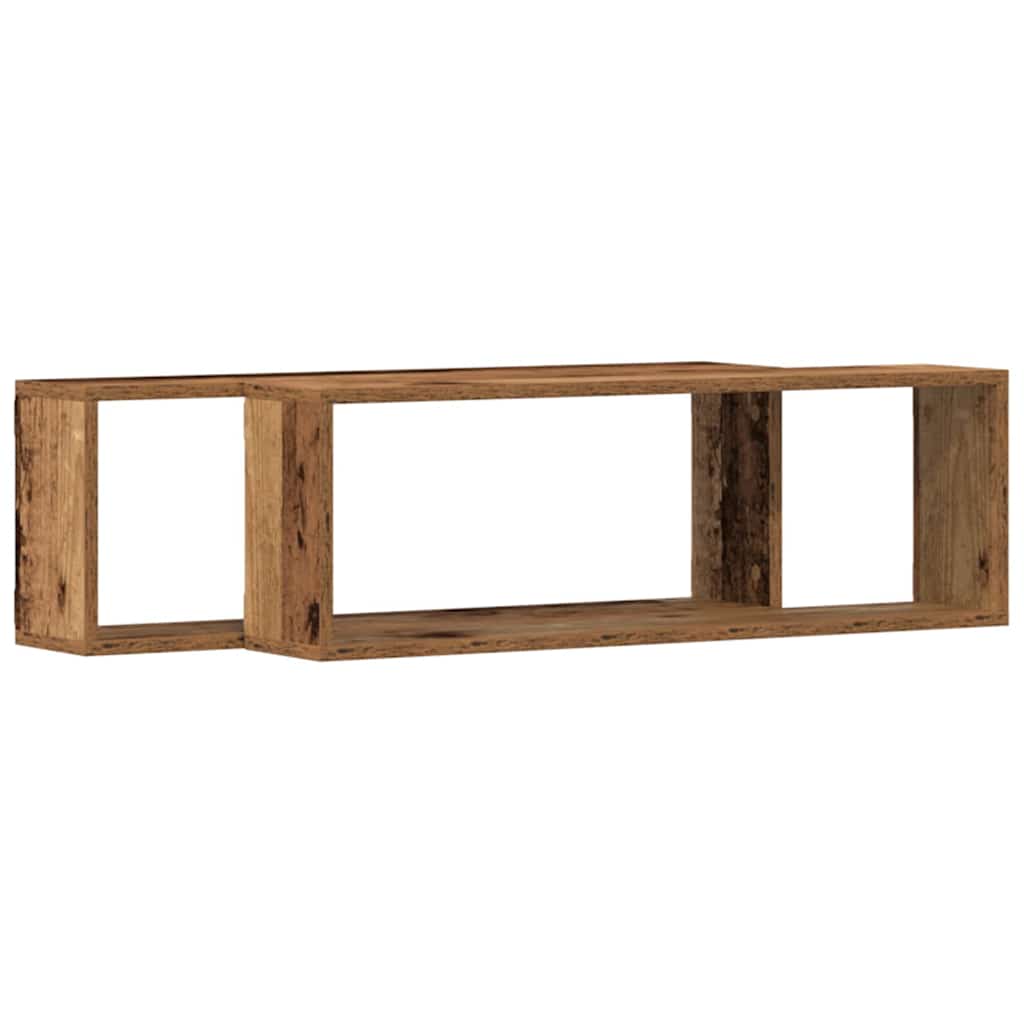 Étagère murale avec étagère 2 pcs Bois ancien 80 x 15 x 26 cm