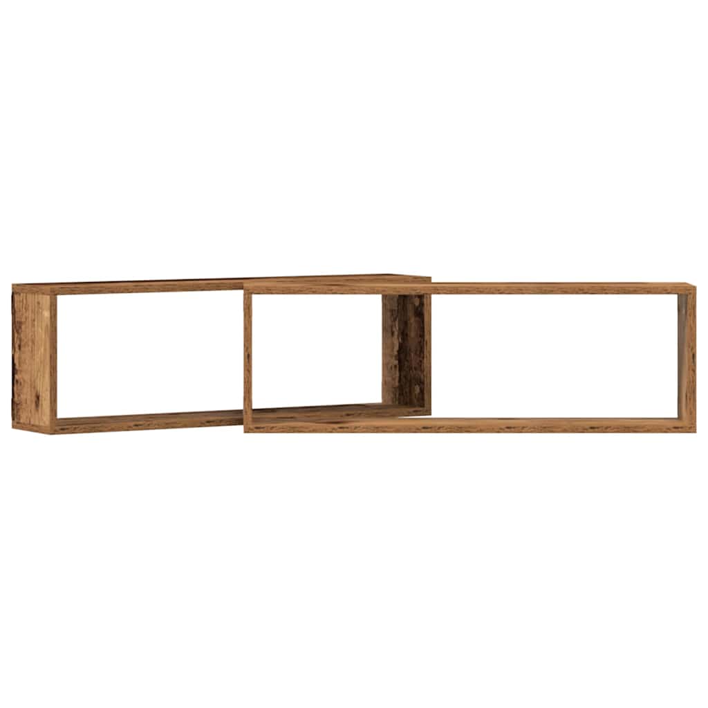 Étagère murale avec étagère 2 pcs Bois ancien 80 x 15 x 26 cm