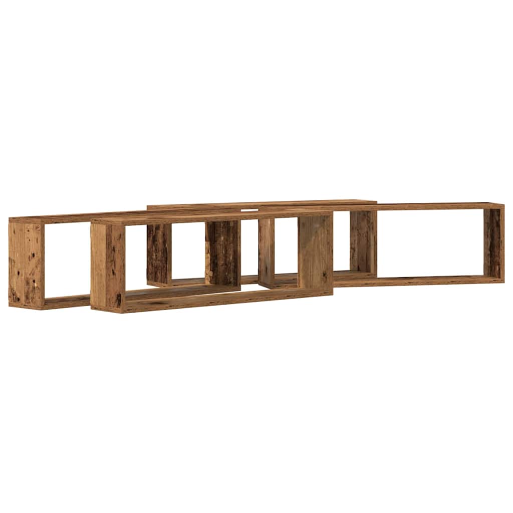 Étagère murale avec étagère 4 pcs Bois ancien 80 x 15 x 26 cm - XIOS