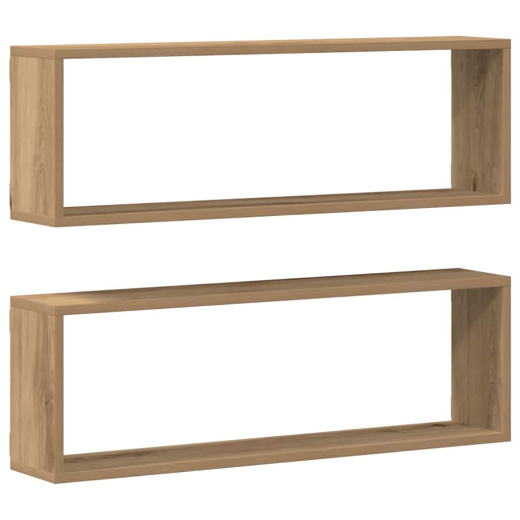 Étagère murale avec étagère 2 pcs Chêne artisan 80 x 15 x 26 cm