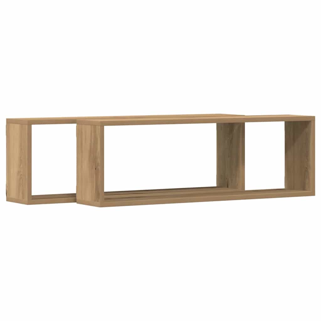 Étagère murale avec étagère 2 pcs Chêne artisan 80 x 15 x 26 cm