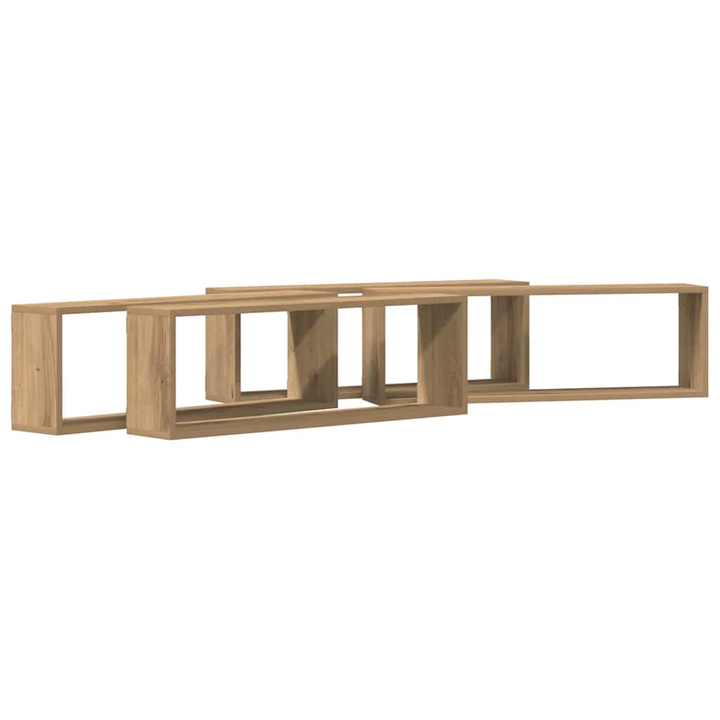 Étagère murale avec étagère 4 pcs Chêne artisan 80 x 15 x 26 cm