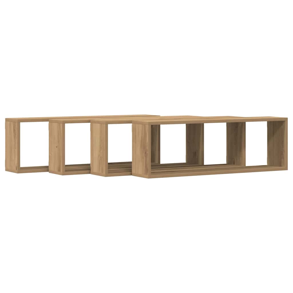 Étagère murale avec étagère 4 pcs Chêne artisan 80 x 15 x 26 cm