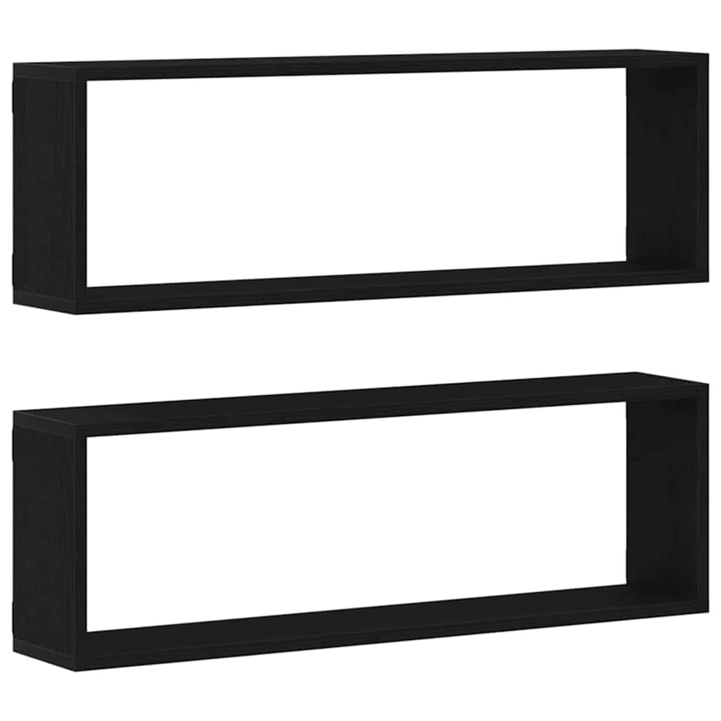 Étagère murale avec étagère 2 pcs Chêne Noir 80 x 15 x 26 cm - XIOS