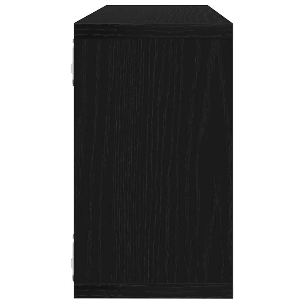 Étagère murale avec étagère 4 pcs Chêne Noir 80 x 15 x 26 cm
