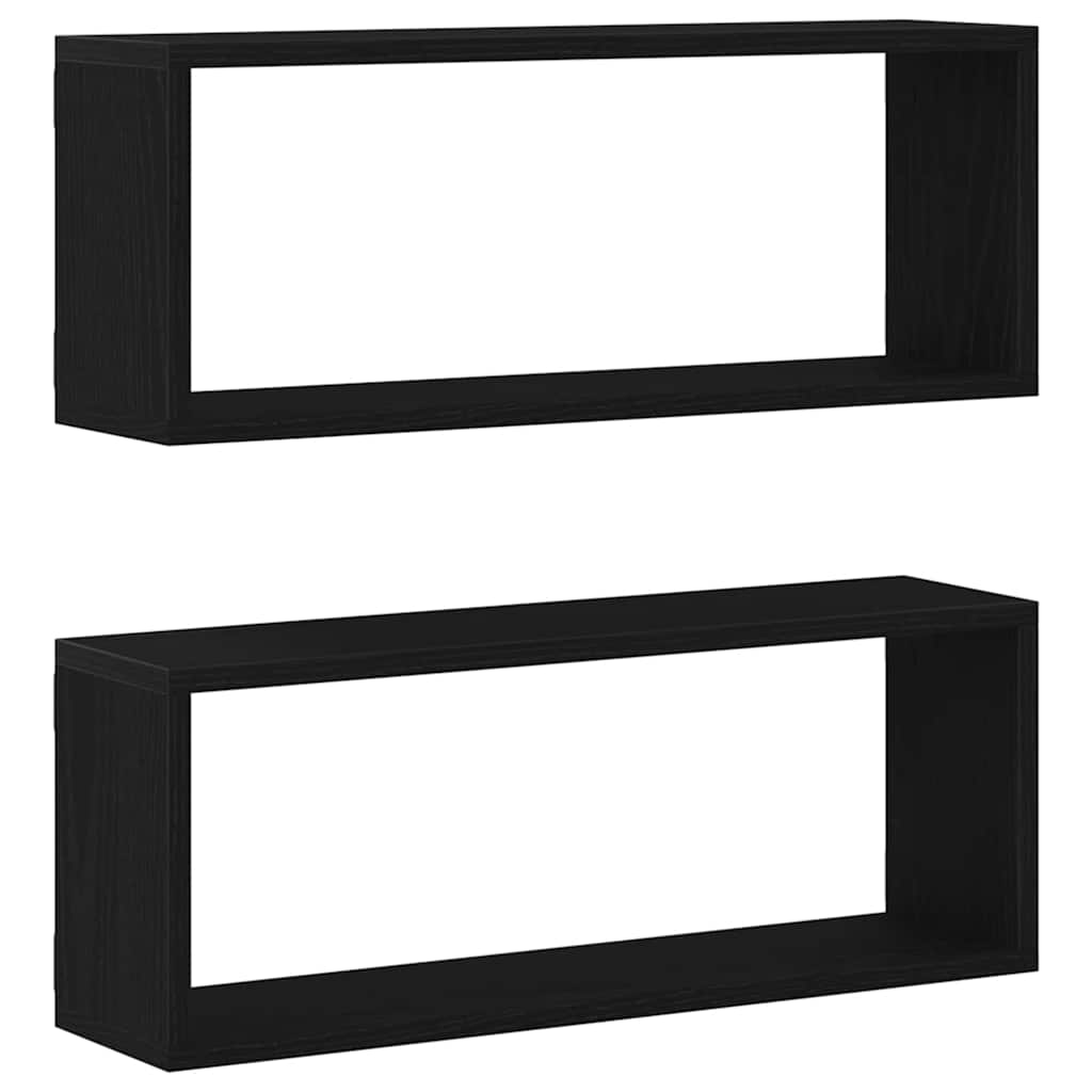 Étagères murales avec étagère 2 pcs Chêne noir 60 x 15 x 23 cm - XIOS