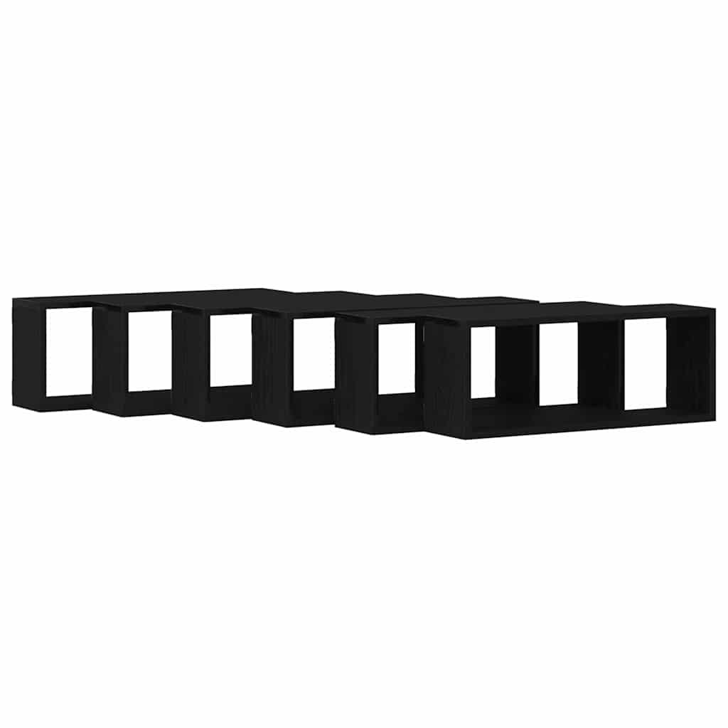 Étagères murales avec étagère 6 pcs Chêne noir 60 x 15 x 23 cm - XIOS