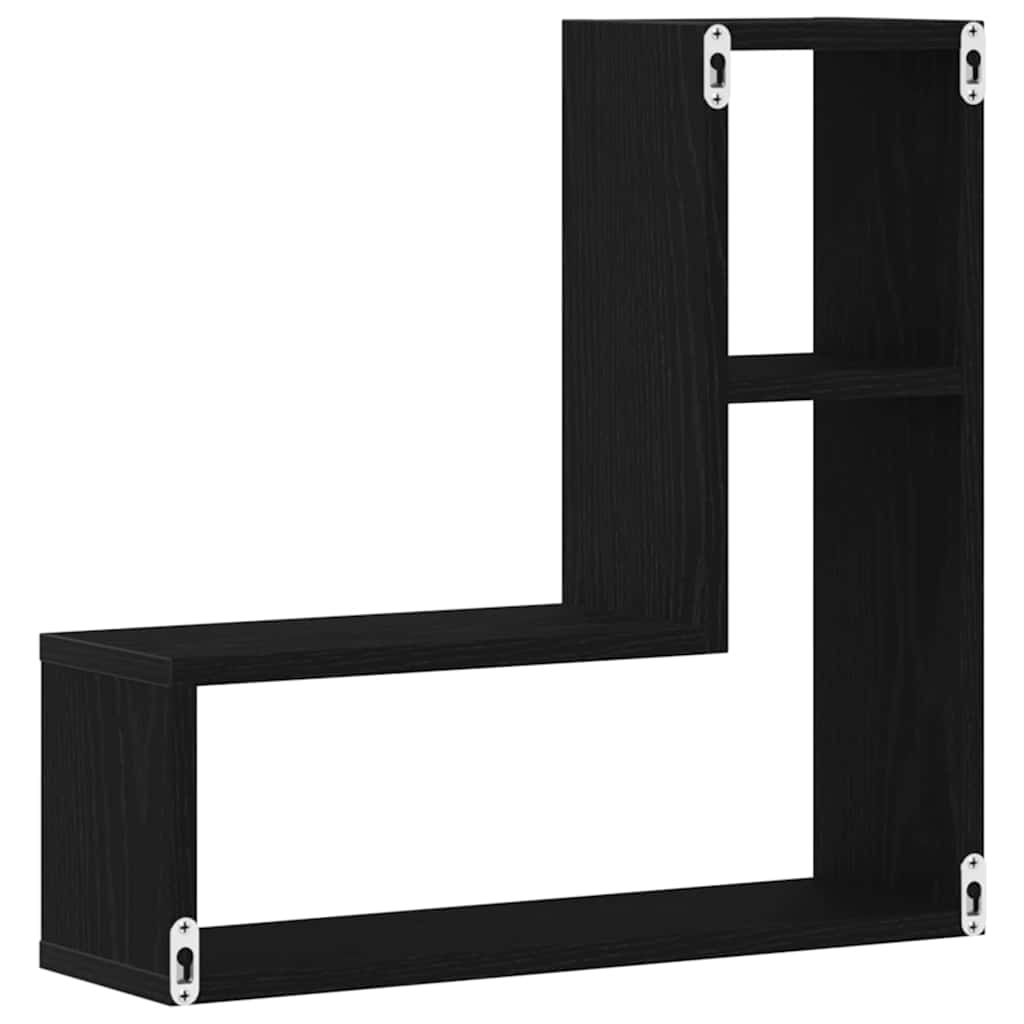 Étagères Murales avec étagère 2 pcs Chêne noir 50 x 15 x 85 cm