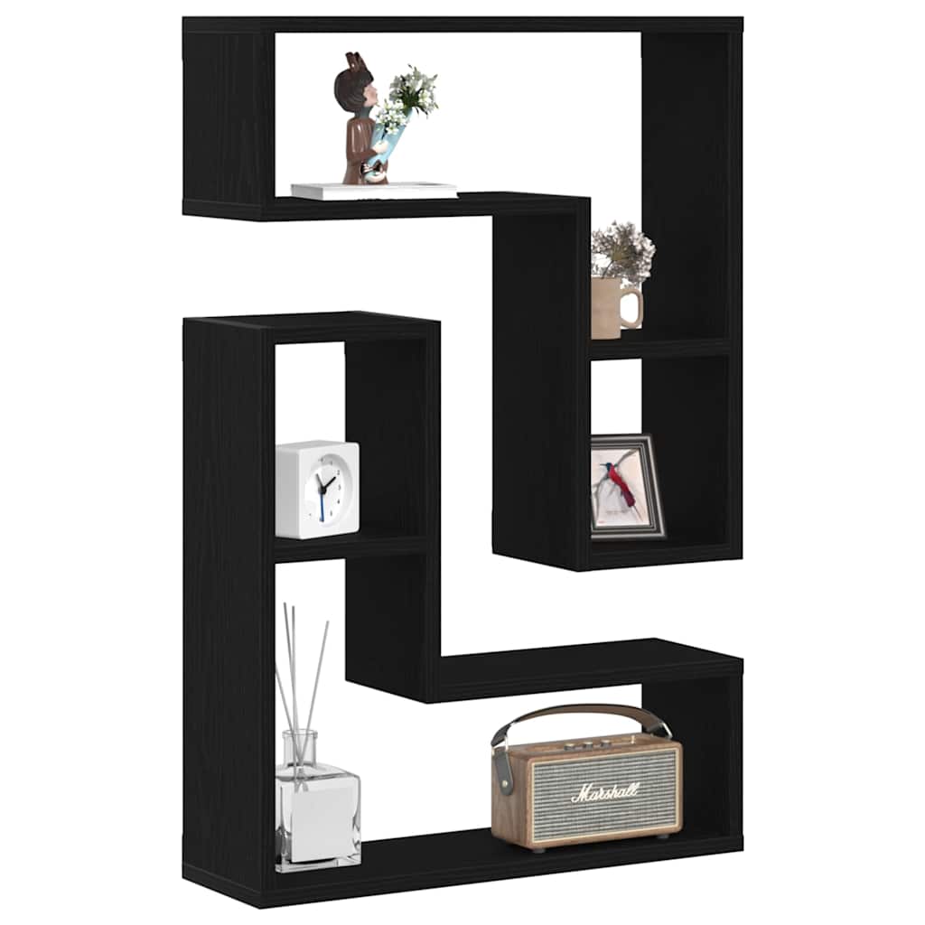 Étagères Murales avec étagère 2 pcs Chêne noir 50 x 15 x 85 cm