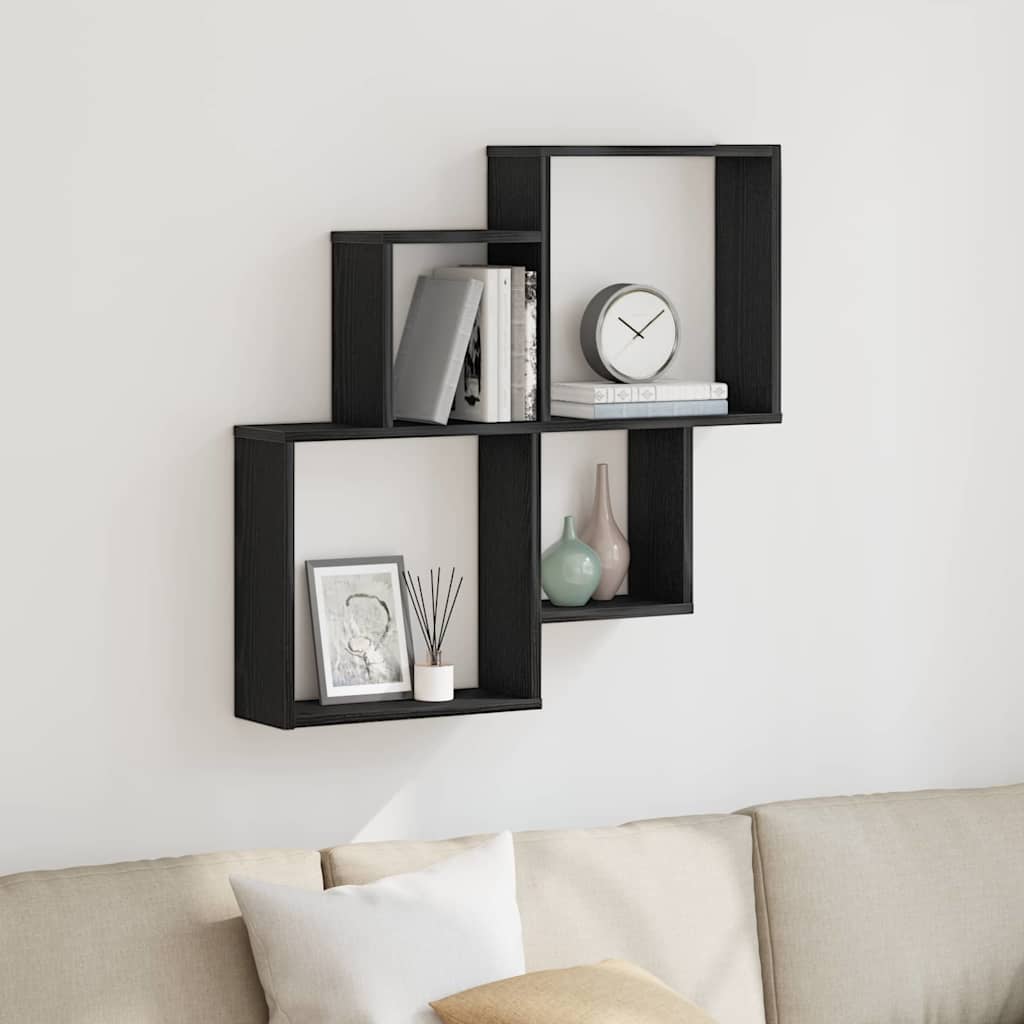 Étagère Murale Cube avec étagère Chêne noir 80 x 15 x 78.5 cm - XIOS