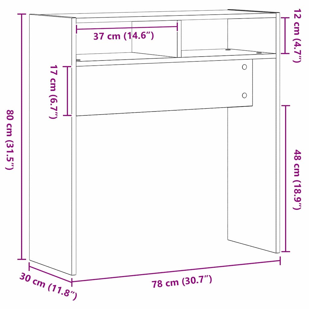 Table console Chêne noir 78 x 30 x 80 cm Bois d'ingénierie - XIOS