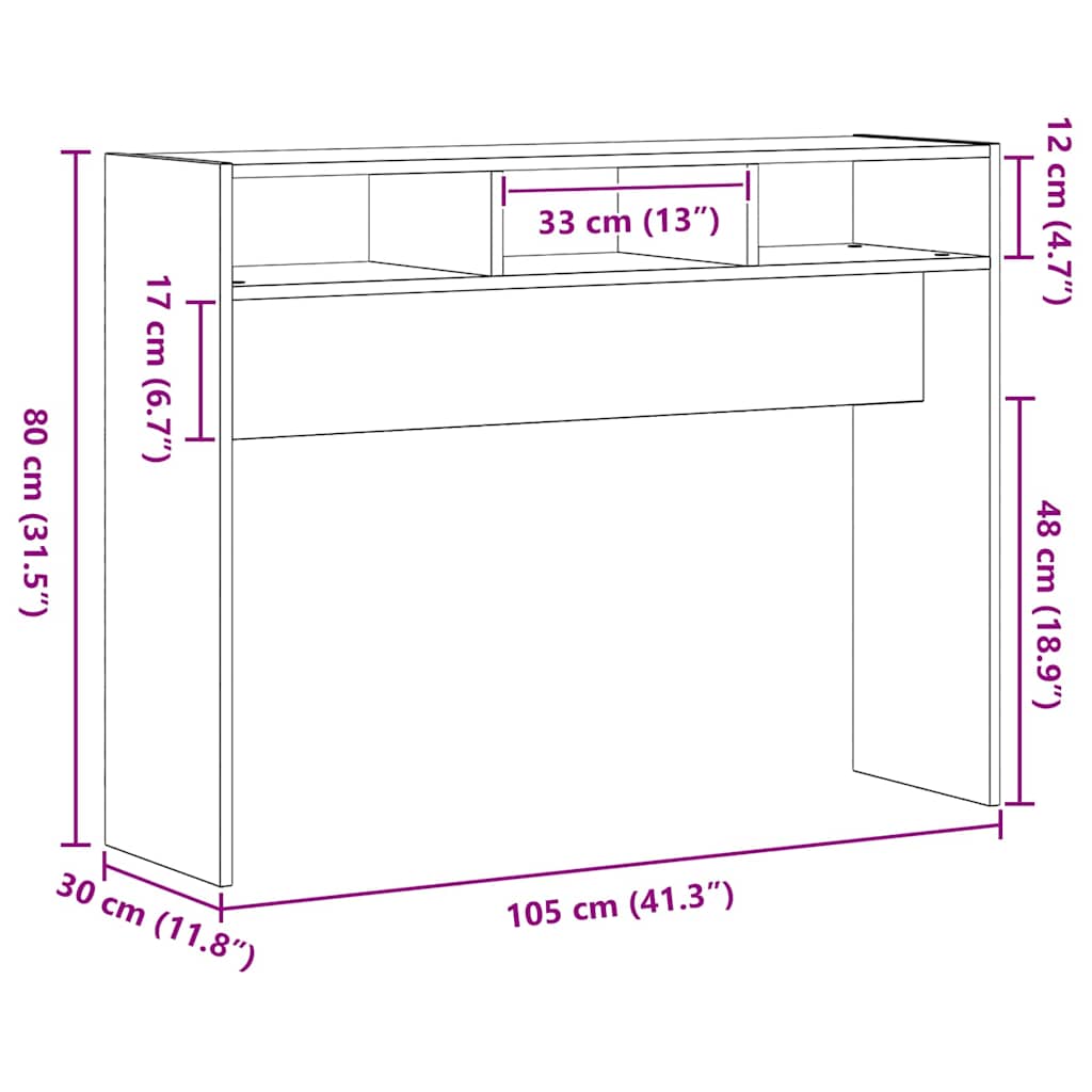 Table console Chêne noir 105 x 30 x 80 cm Bois d'ingénierie - XIOS