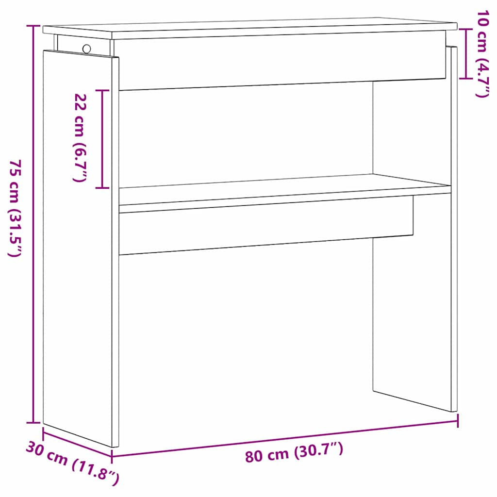 Table console Chêne noir 80 x 30 x 80 cm Bois d'ingénierie - XIOS