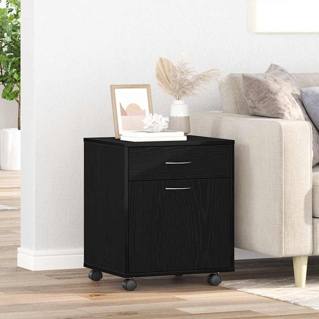 Cabinet roulant 45 x 38 x 54 cm Bois d'ingénierie Chêne noir - XIOS