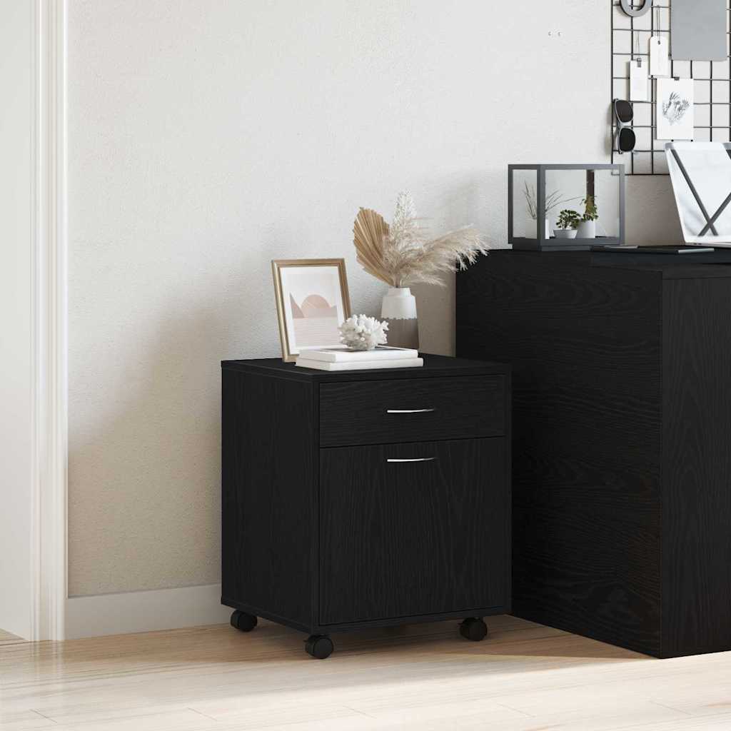 Cabinet roulant 45 x 38 x 54 cm Bois d'ingénierie Chêne noir - XIOS