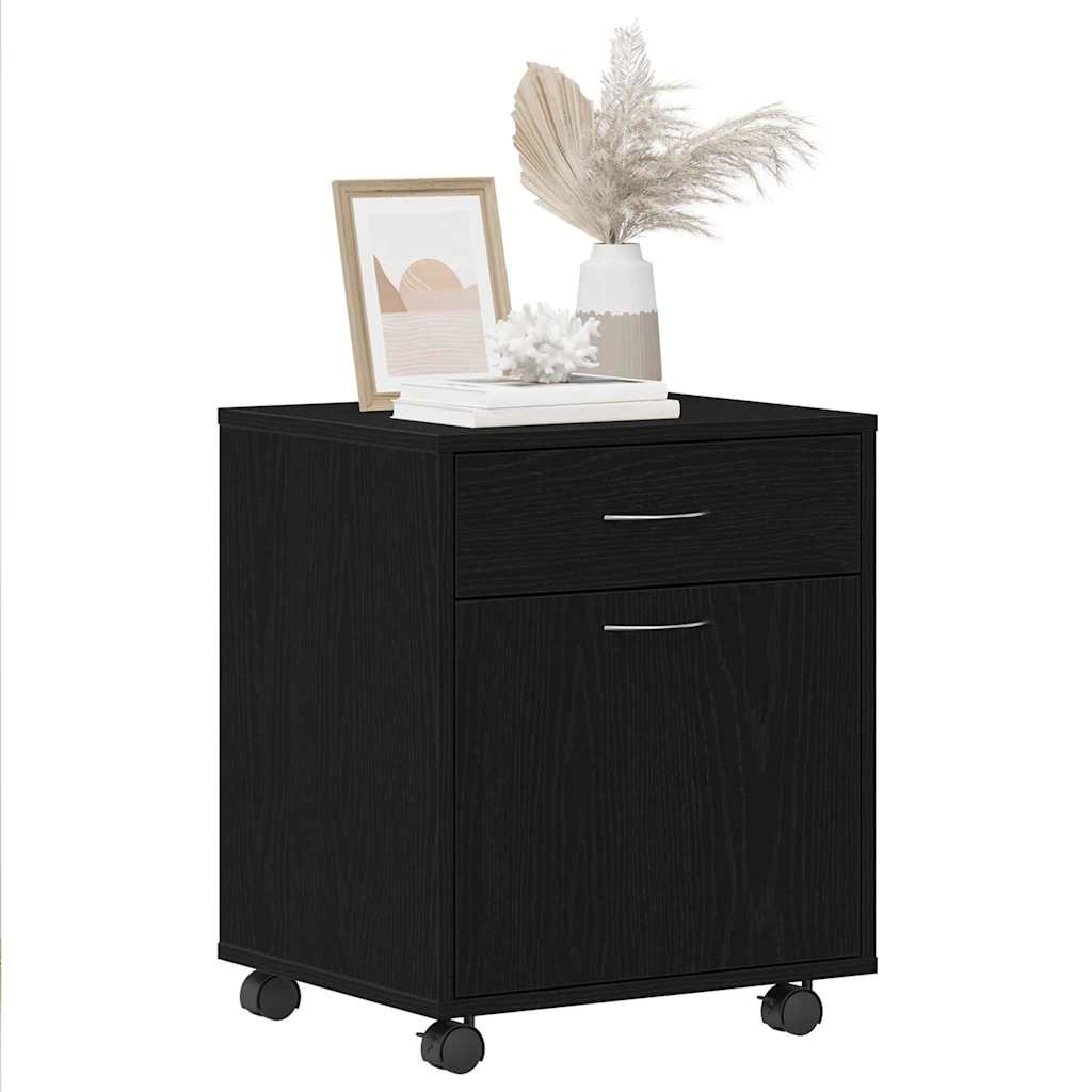 Cabinet roulant 45 x 38 x 54 cm Bois d'ingénierie Chêne noir - XIOS