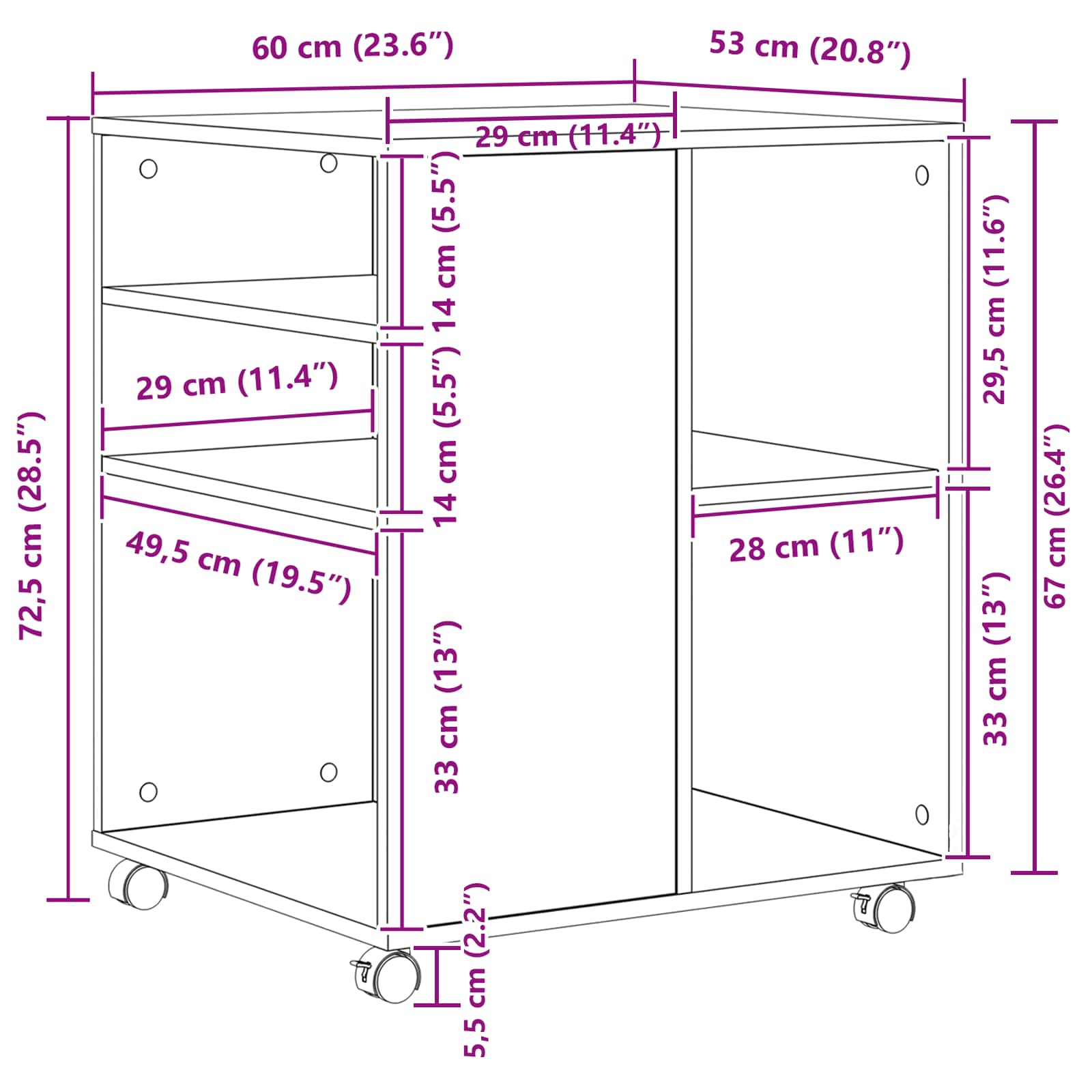 Armoire de rangement 60 x 53 x 72,5 cm Bois d'ingénierie - XIOS