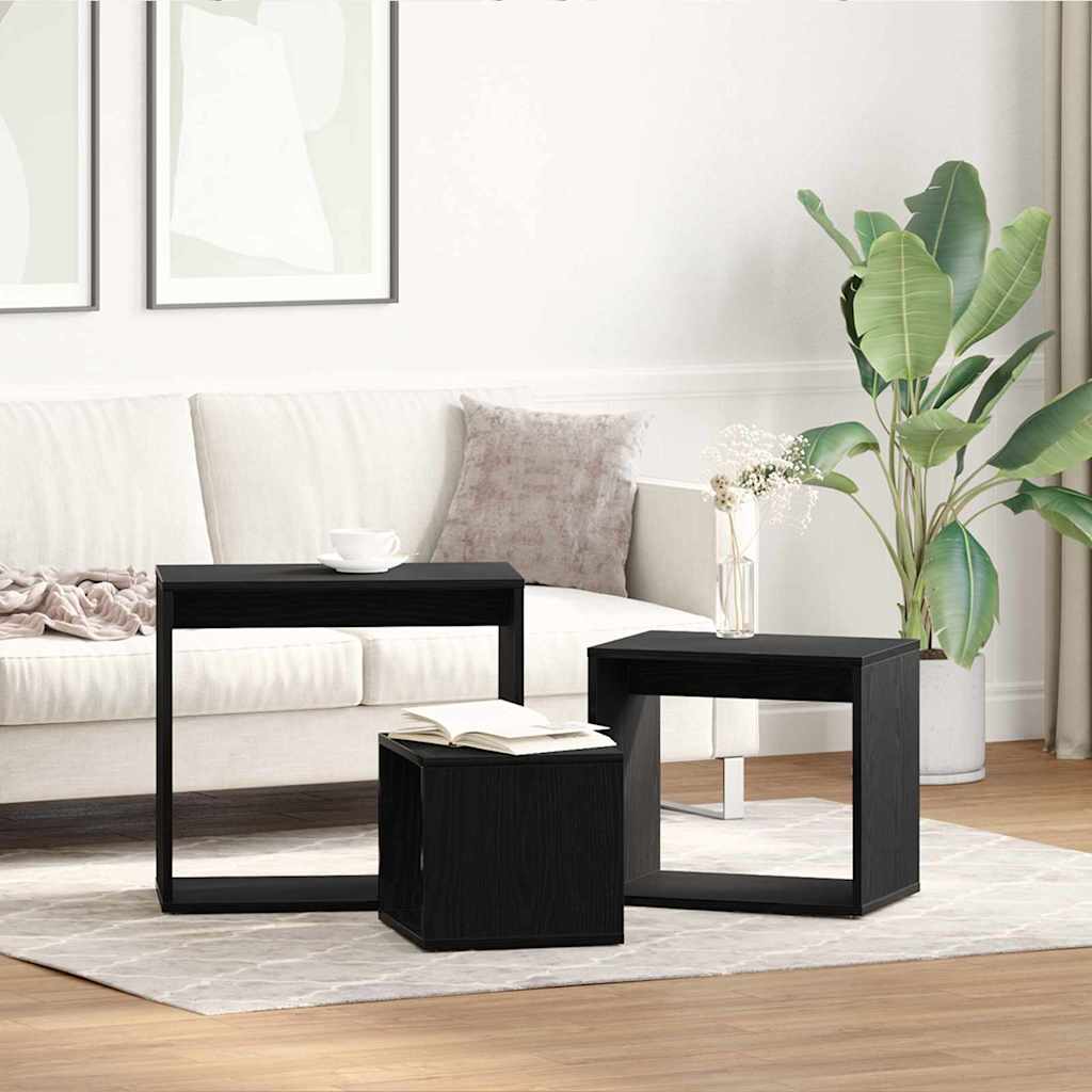 Table Gigogne 3 pcs Chêne noir Bois d'ingénierie - XIOS