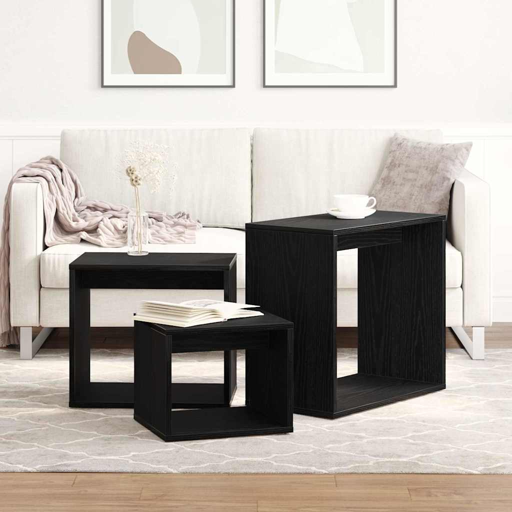 Table Gigogne 3 pcs Chêne noir Bois d'ingénierie - XIOS