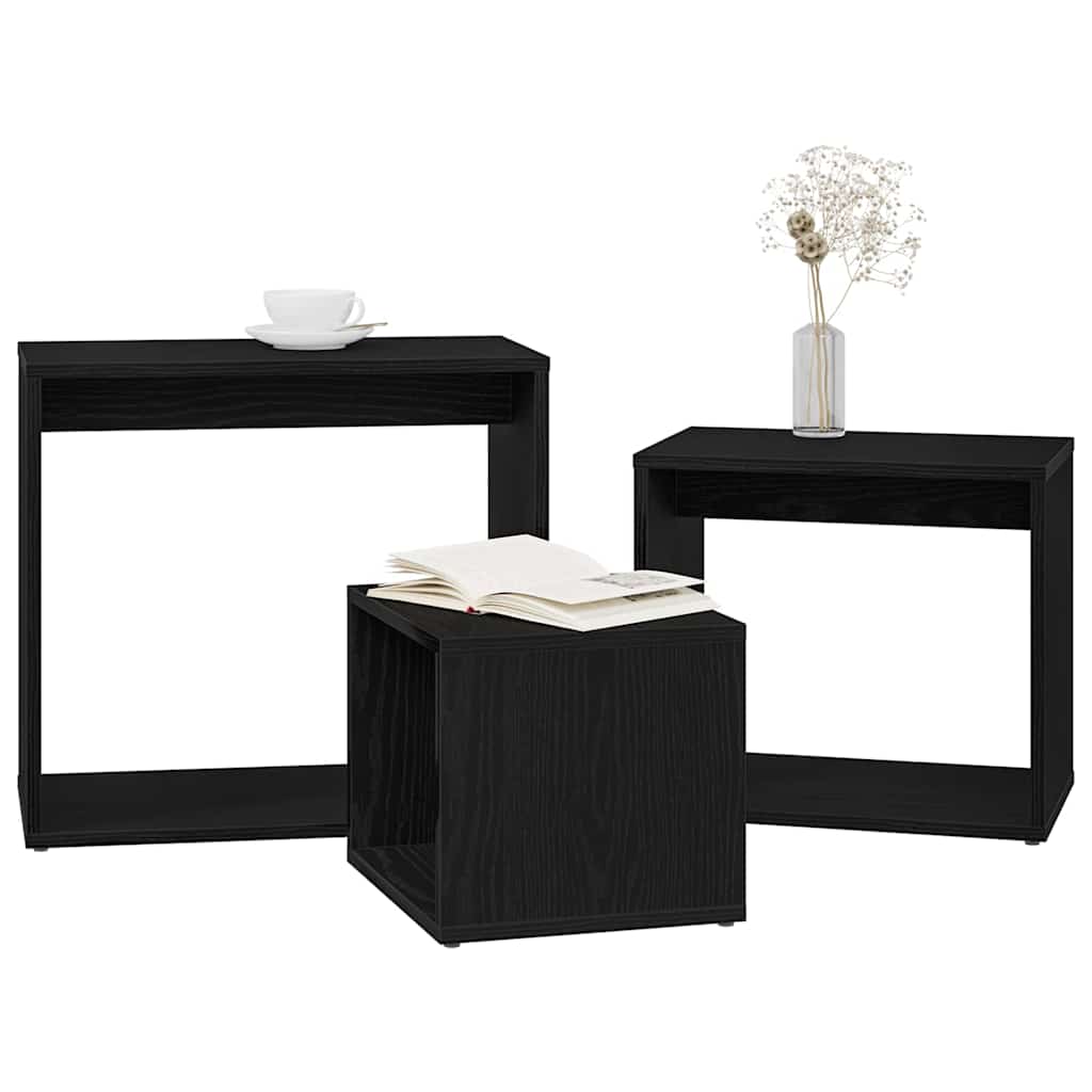 Table Gigogne 3 pcs Chêne noir Bois d'ingénierie - XIOS