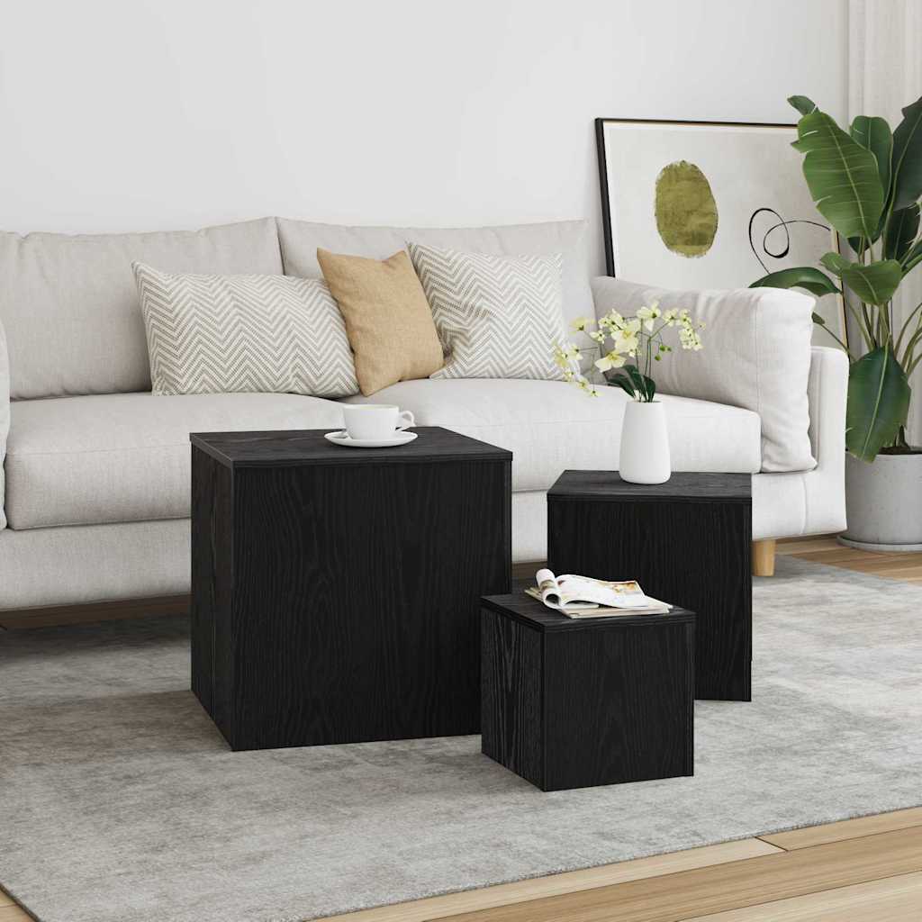 Table Gigogne 3 pcs Chêne noir 45 x 45 x 45 cm - XIOS