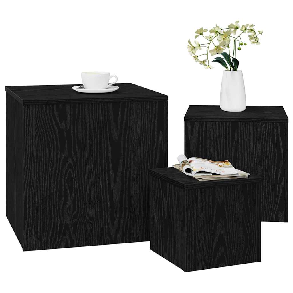 Table Gigogne 3 pcs Chêne noir 45 x 45 x 45 cm - XIOS