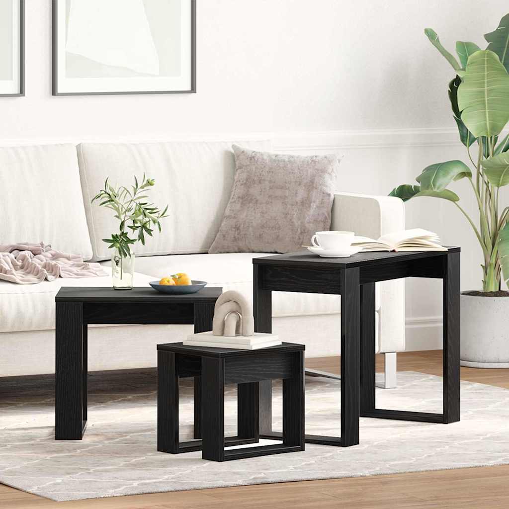 Table Gigogne 3 pcs Chêne noir 61 x 28 x 47 cm - XIOS