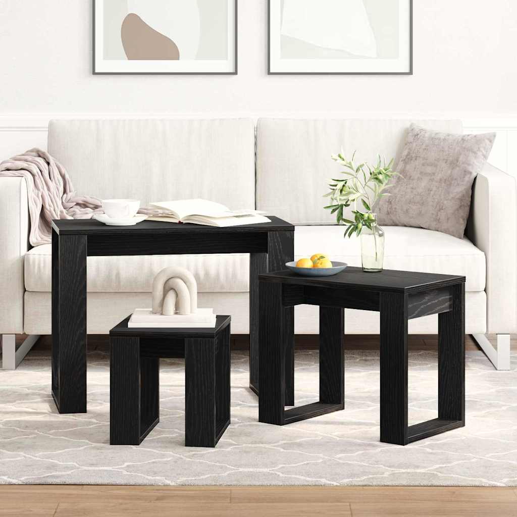 Table Gigogne 3 pcs Chêne noir 61 x 28 x 47 cm - XIOS
