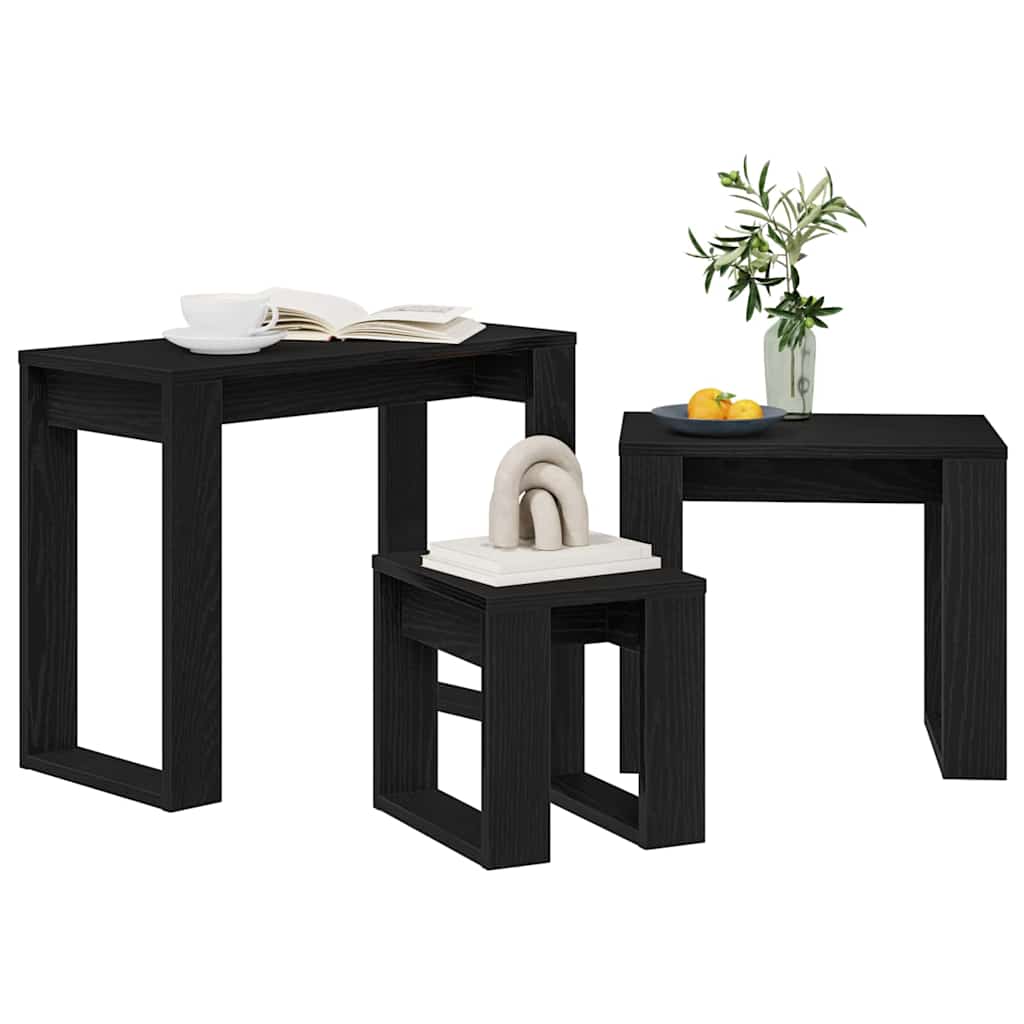 Table Gigogne 3 pcs Chêne noir 61 x 28 x 47 cm - XIOS
