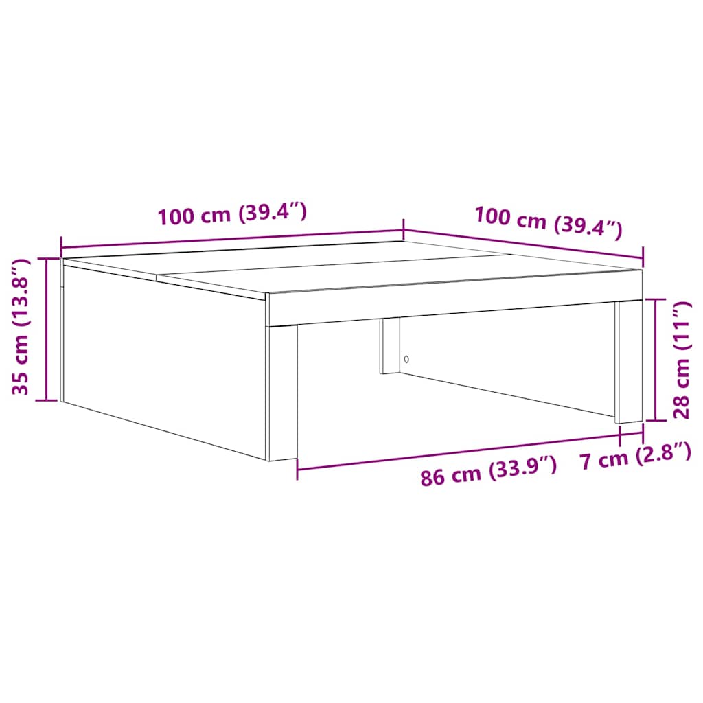 Table basse Chêne noir 100 x 100 x 35 cm Bois d'ingénierie - XIOS