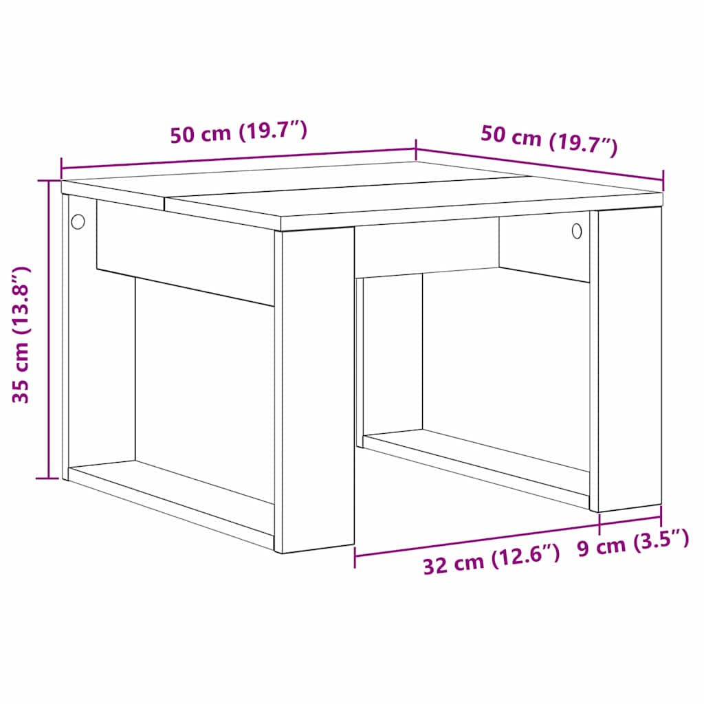 Table basse Chêne noir 50 x 50 x 35 cm Bois d'ingénierie - XIOS