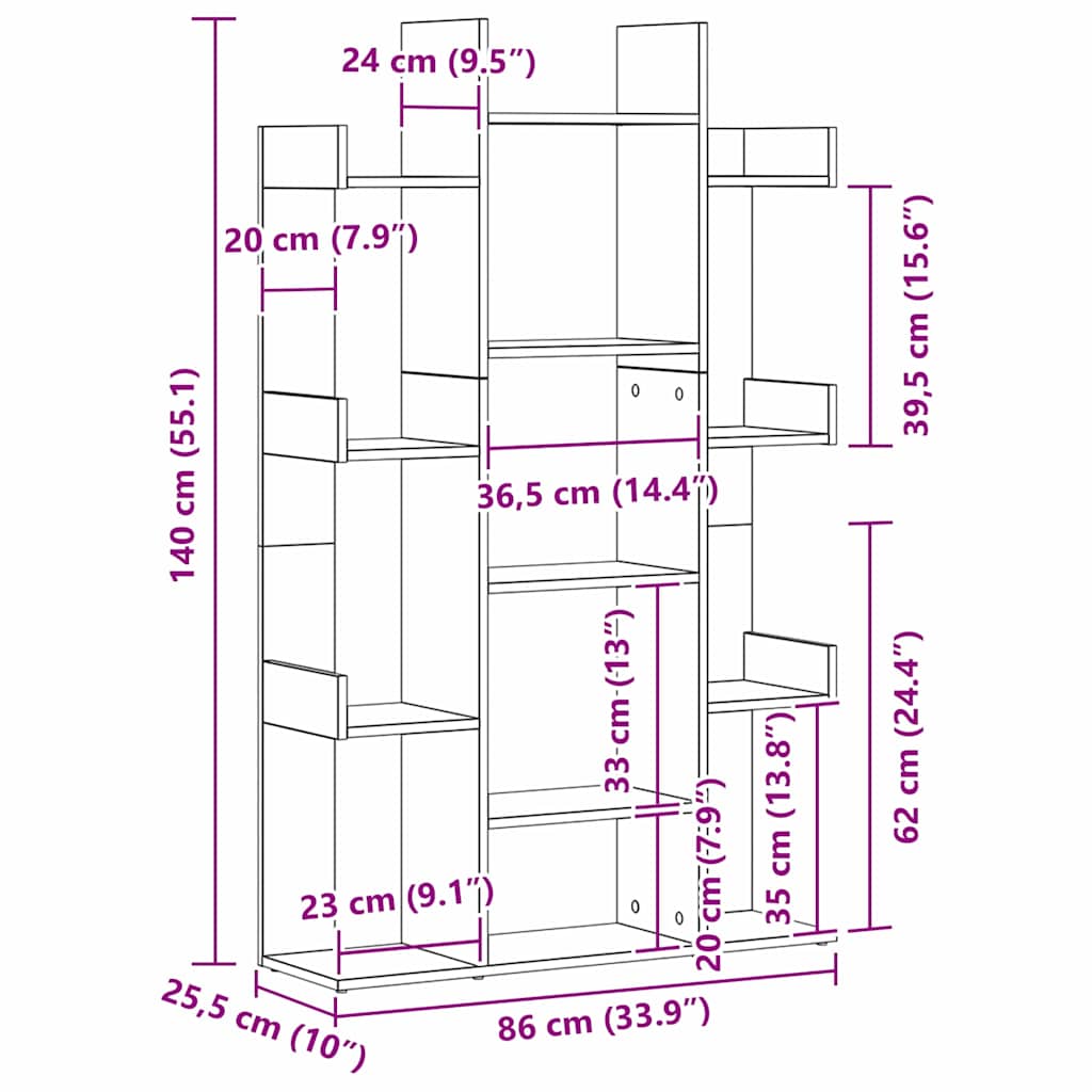 Bibliothèque Chêne noir 86 x 25,5 x 140 cm Bois d'ingénierie - XIOS