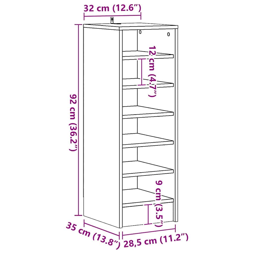 Cabinet à chaussures 32 x 35 x 90 cm Bois d'ingénierie - XIOS