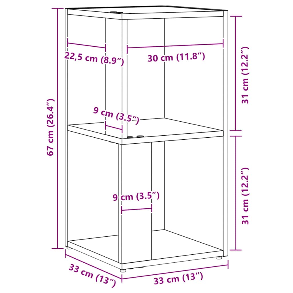 Étagères d'angle Chêne noir 33 x 33 x 67 cm Bois d'ingénierie - XIOS