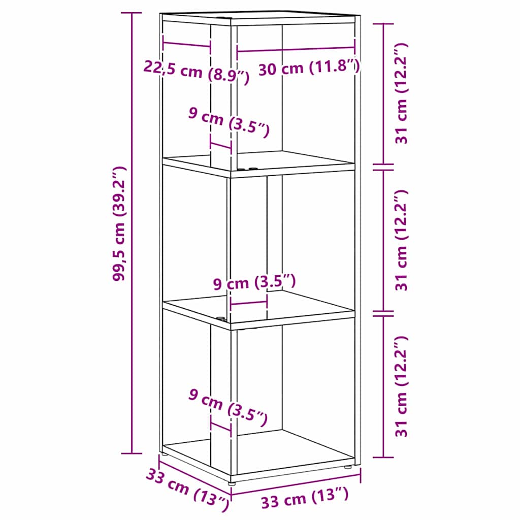 Étagères d'angle Chêne noir 33 x 33 x 100 cm Bois d'ingénierie - XIOS