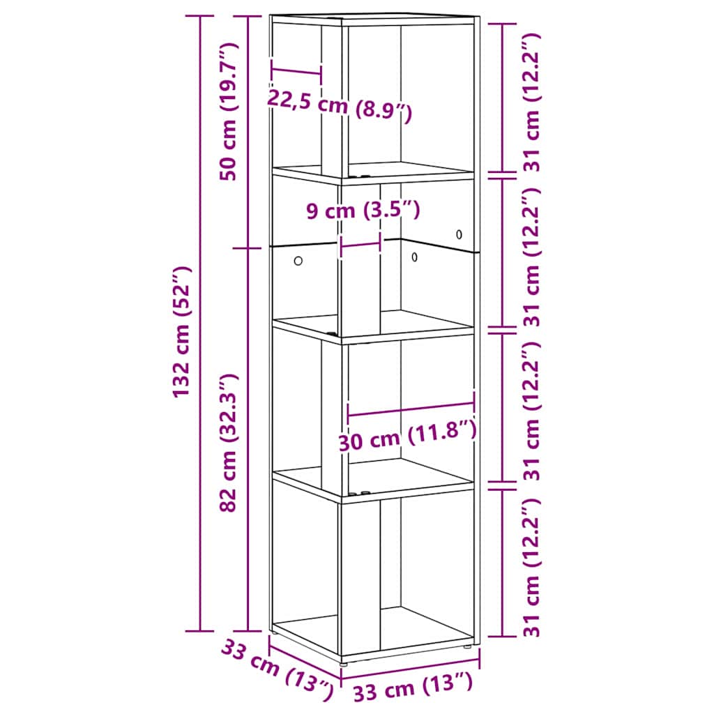 Étagères d'angle Chêne noir 33 x 33 x 132 cm Bois d'ingénierie - XIOS