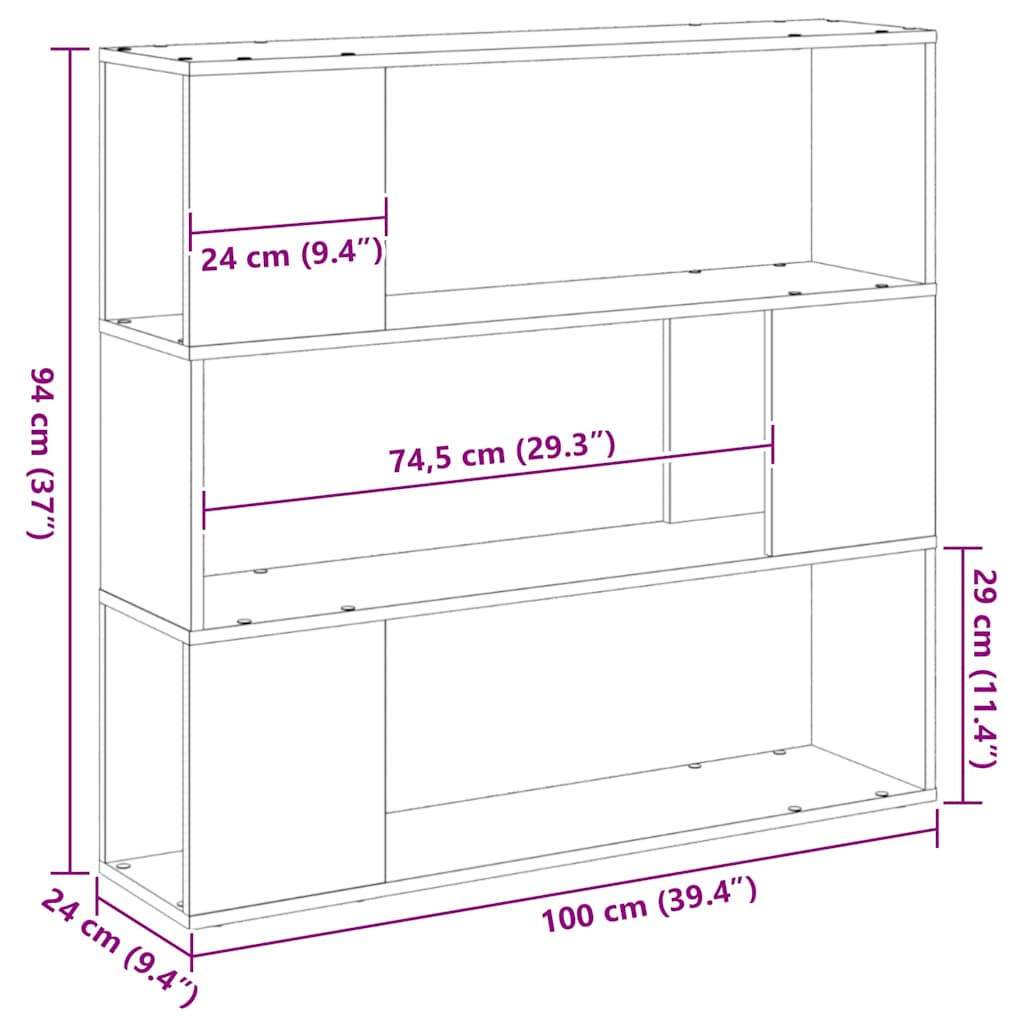 Ensemble meuble TV Montage mural Chêne noir 100 x 24 x 94 cm