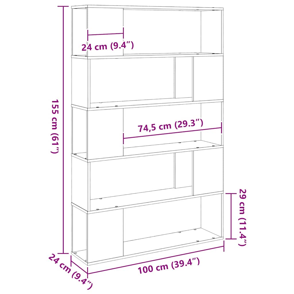 Ensemble meuble TV Montage mural Chêne noir 100 x 24 x 155 cm