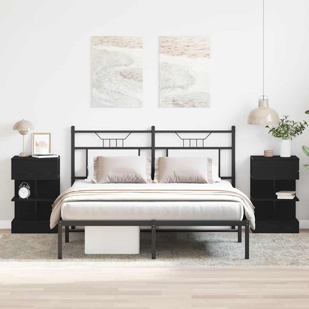 Cabinet de chevet avec tiroir 2 pcs Chêne noir 40 x 35 x 65 cm - XIOS