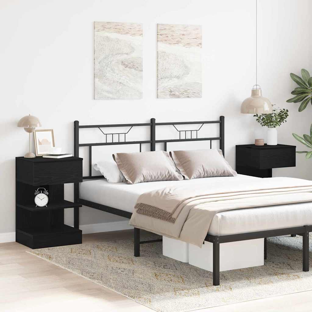 Cabinet de chevet avec tiroir 2 pcs Chêne noir 40 x 35 x 65 cm - XIOS
